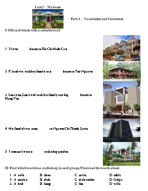 Đề ôn tập Unit 2 môn Tiếng Anh Lớp 6 (Thí điểm)